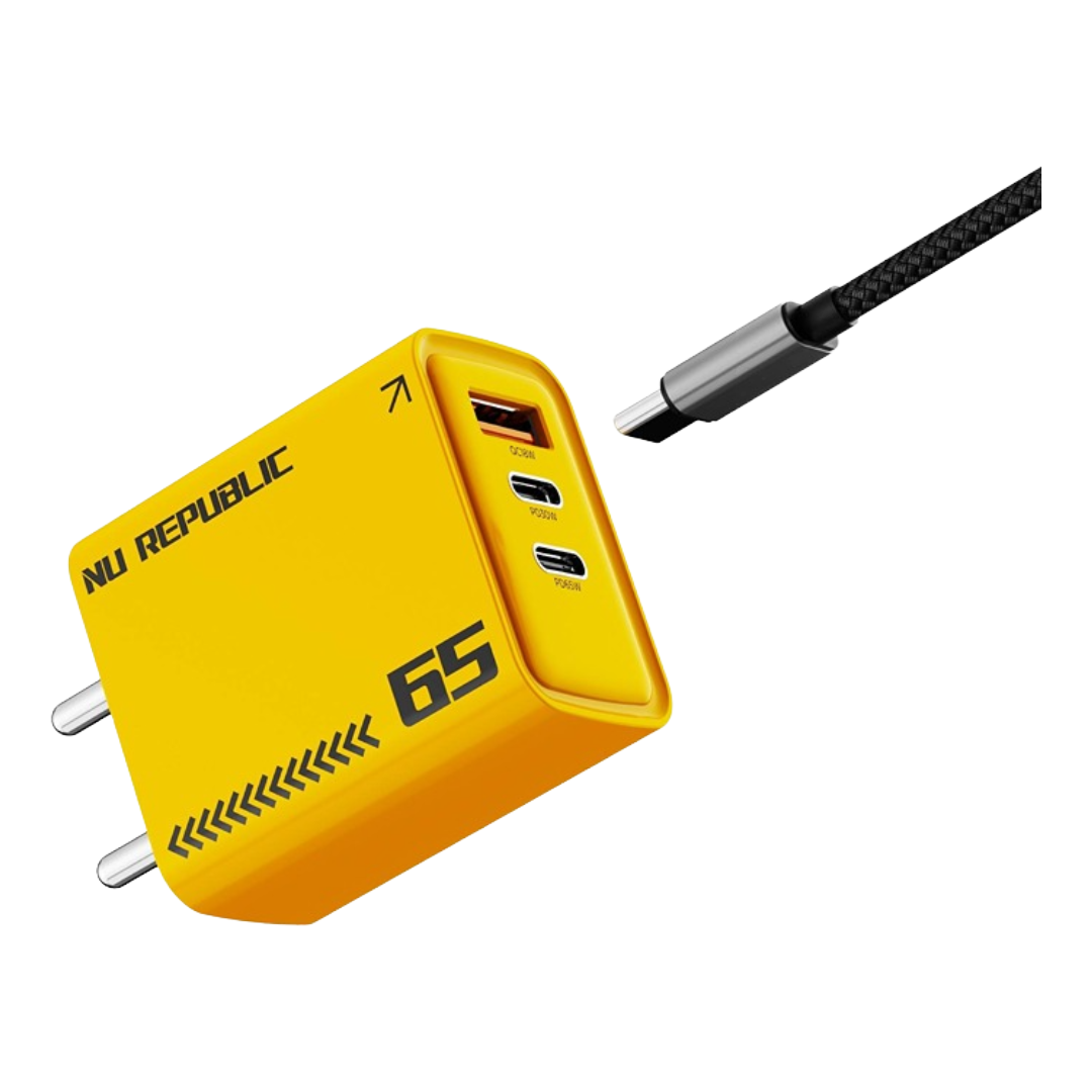 Nu Republic 65W Cybotron Type-C to Type-C Super Fast Charge Cable - Yellow