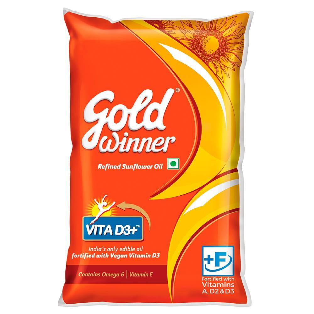 Gold Winner Refined Sunflower Oil Pouch, 1L