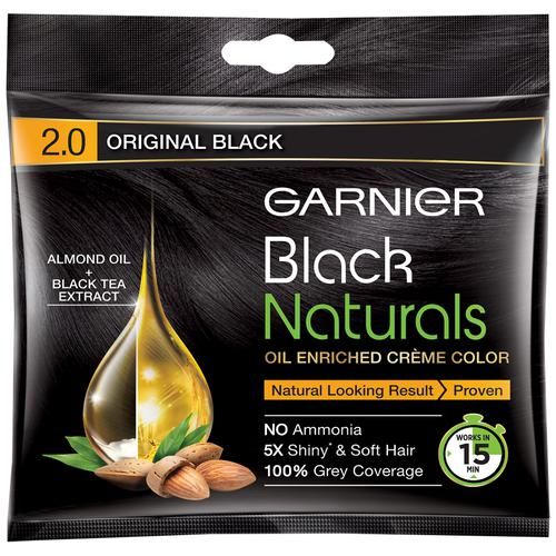 Garnier Black Naturals Hair Colour - 2.0 Original Black, 20g+20ml