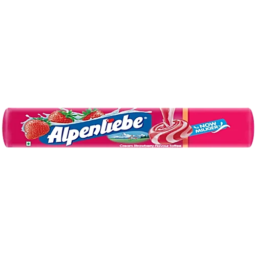 Alpenliebe Toffee Stick Candy - Cream Strawberry Flavour, 36g