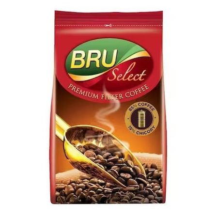 Bru Ground Coffee Powder Pouch - Premium, 200g (85% Coffee 15% Chicory)