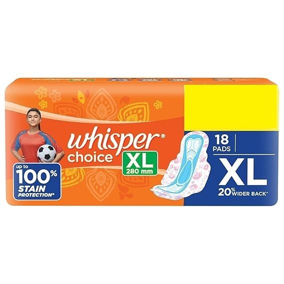 Whisper Choice Ultra 100% Protection All Day Sanitary Pads - XL, 18pc