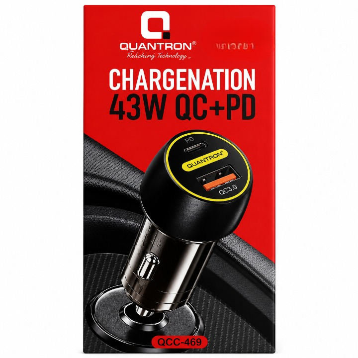 Quantron | Chargenation | Car Charger QC+PD Transparent (43W)