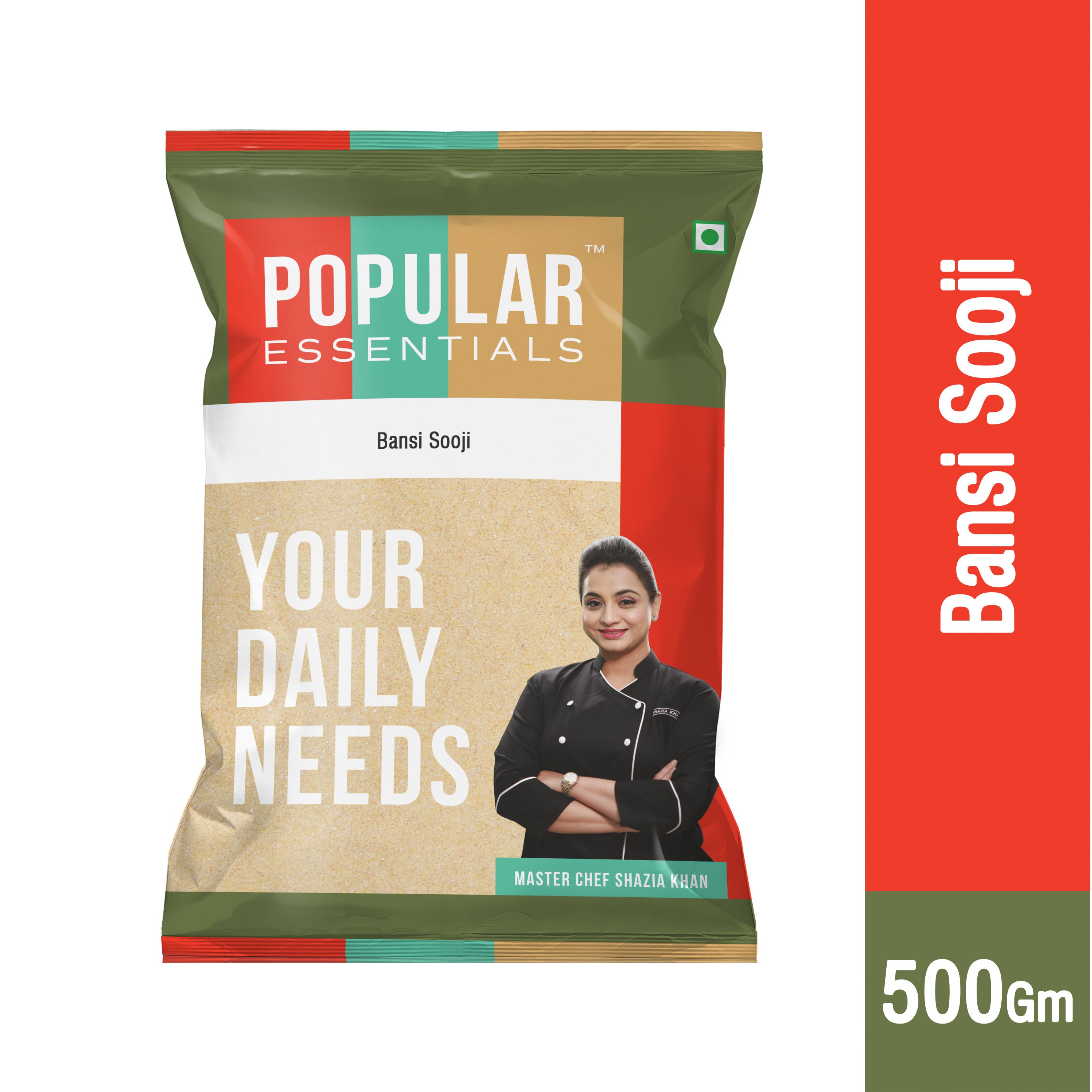 Popular Essentials Sooji - Bansi, 500g