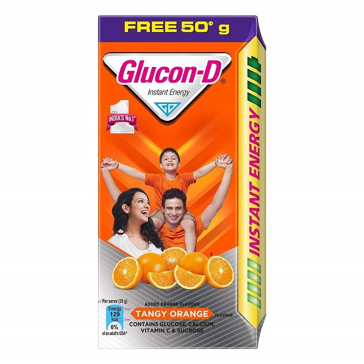 Glucon-D Instant Energy Drink Refill - Tangy Orange, 75g (Free 50g)