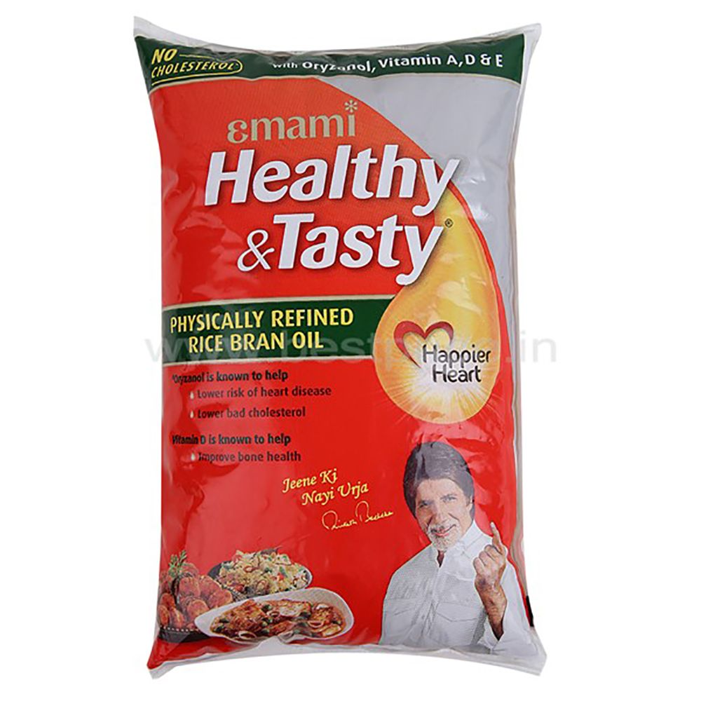 Emami Healthy & Tasty Rice Bran Oil Pouch, 1l