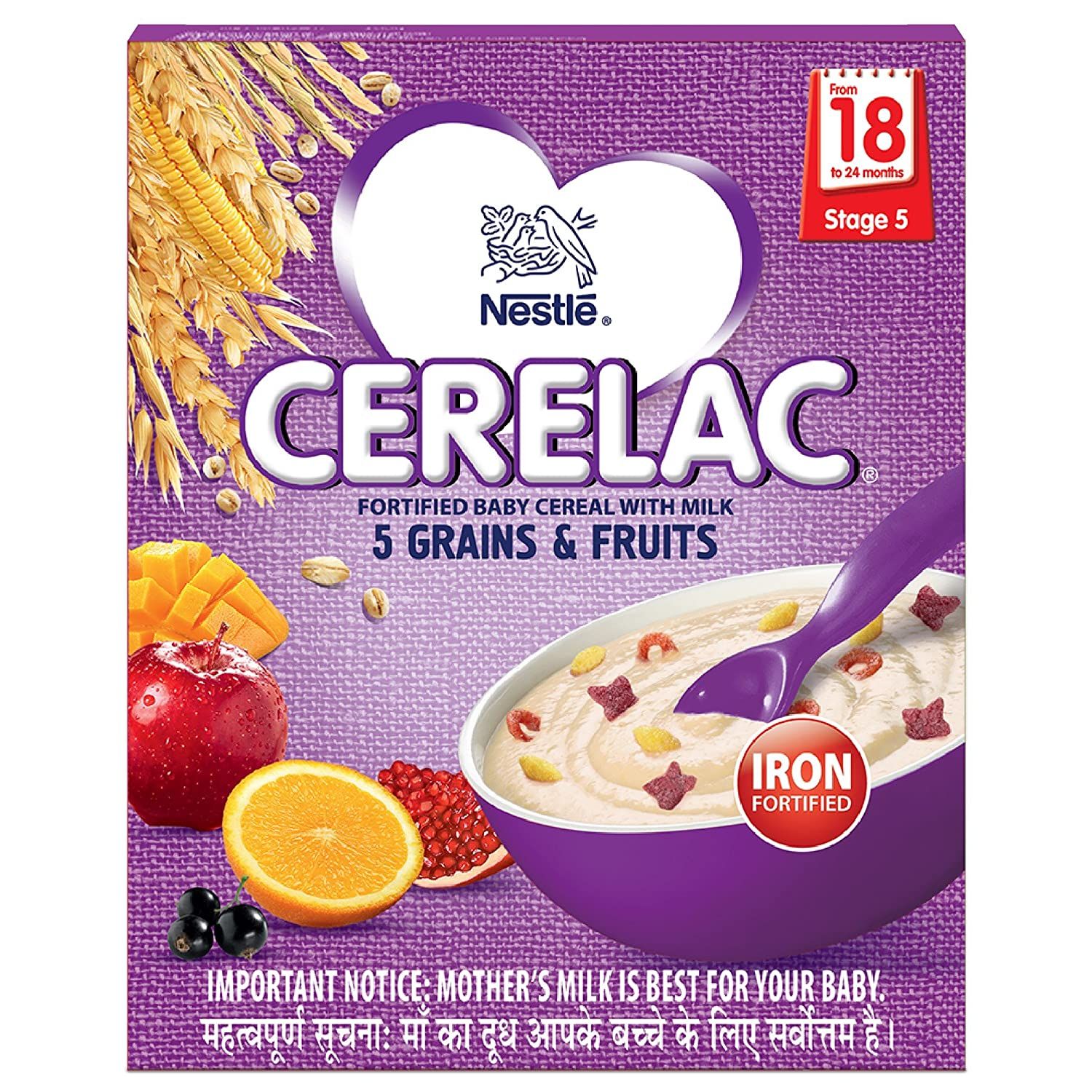 Nestle Cerelac Stage 5 Baby Cereal - 5 Grain & Fruits, 300g