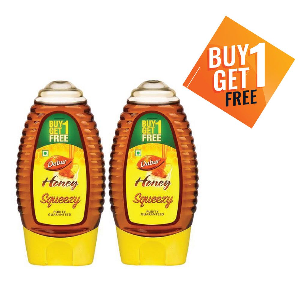 Dabur Honey Squeezy Honey, 225g (Buy 1 Get 1 Free)