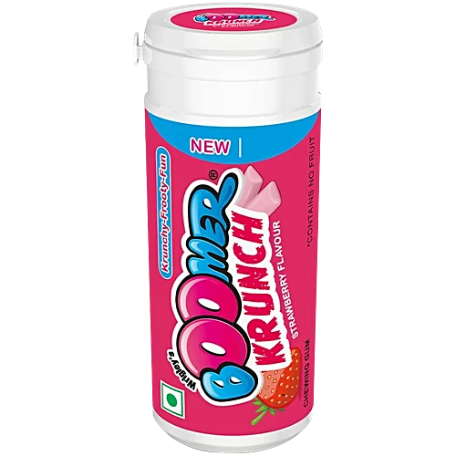 Boomer Krunch Bubble Gum Tube - Strawberry, 28.8g