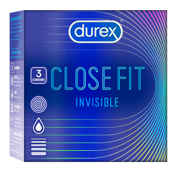 Durex Invisible Condom - Close Fit, 3pc