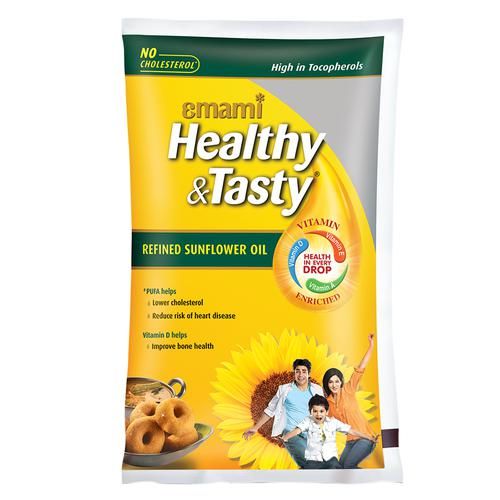 Emami Healthy & Tasty Refined Sunflower Oil Pouch, 1L