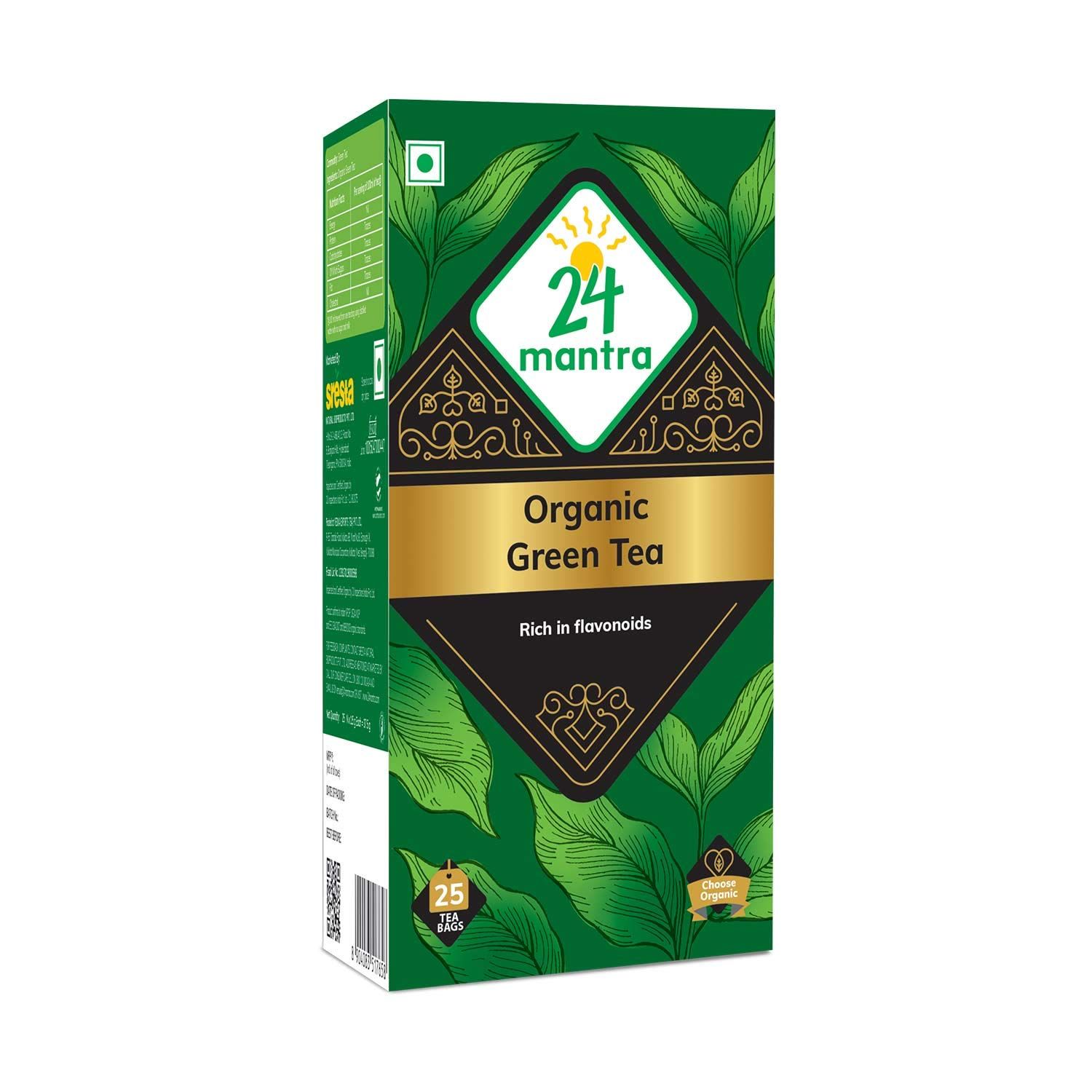 24 Mantra Organic Green Tea Bag, 3.4g (Set of 25)