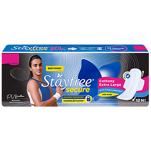 Stayfree Secure Cottony Sanitary Pad - XL Wing, 12pcs