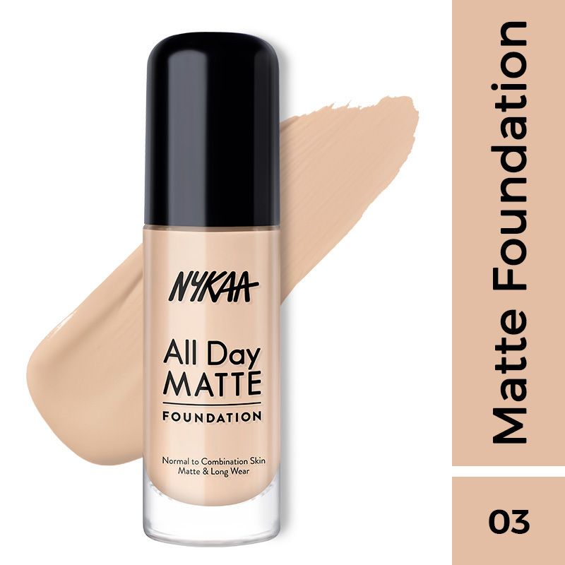 Nykaa All Day Matte Long Wear Liquid Foundation Pump - 03 Cashew, 30ml