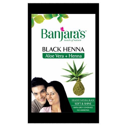 Banjara's Black Henna with Aloevera Pouch - Soft & Shiny, 20g
