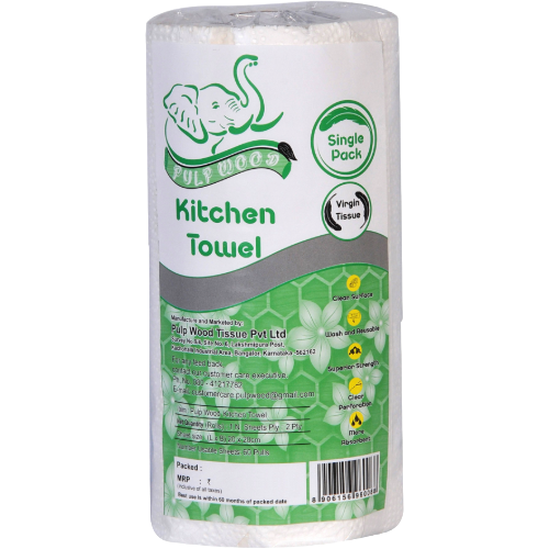 Pulp Wood Multipurpose Virgin Paper Kitchen Towels, 1pc (60 Pulls)