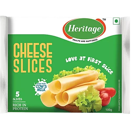 Heritage Processed Cheese Slices Pouch - Plain, 100g