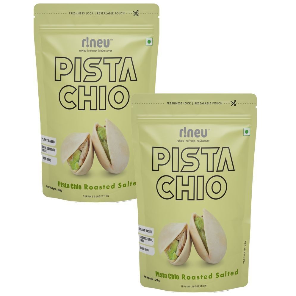 r!neu Premium Roasted & Salted Pouch - Pistachios, 250g (Set of 2)