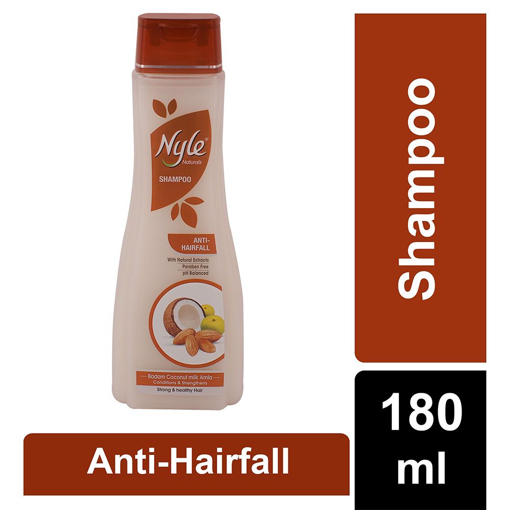 Nyle Shampoo Anti Hairfall - Badam, Amla & Coconut Milk, 180ml