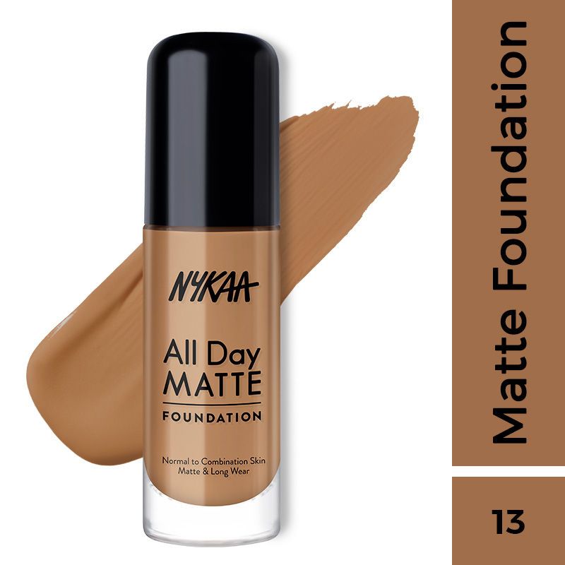 Nykaa All Day Matte Long Wear Liquid Foundation Pump - 13 Honey, 30ml