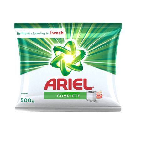 Ariel Complete Detergent Powder Standy Pouch, 500g (Extra 200g Free)