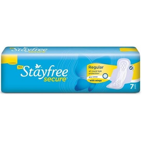 Stayfree Secure Dry Sanitary Pads - Regular Wings, 7pcs