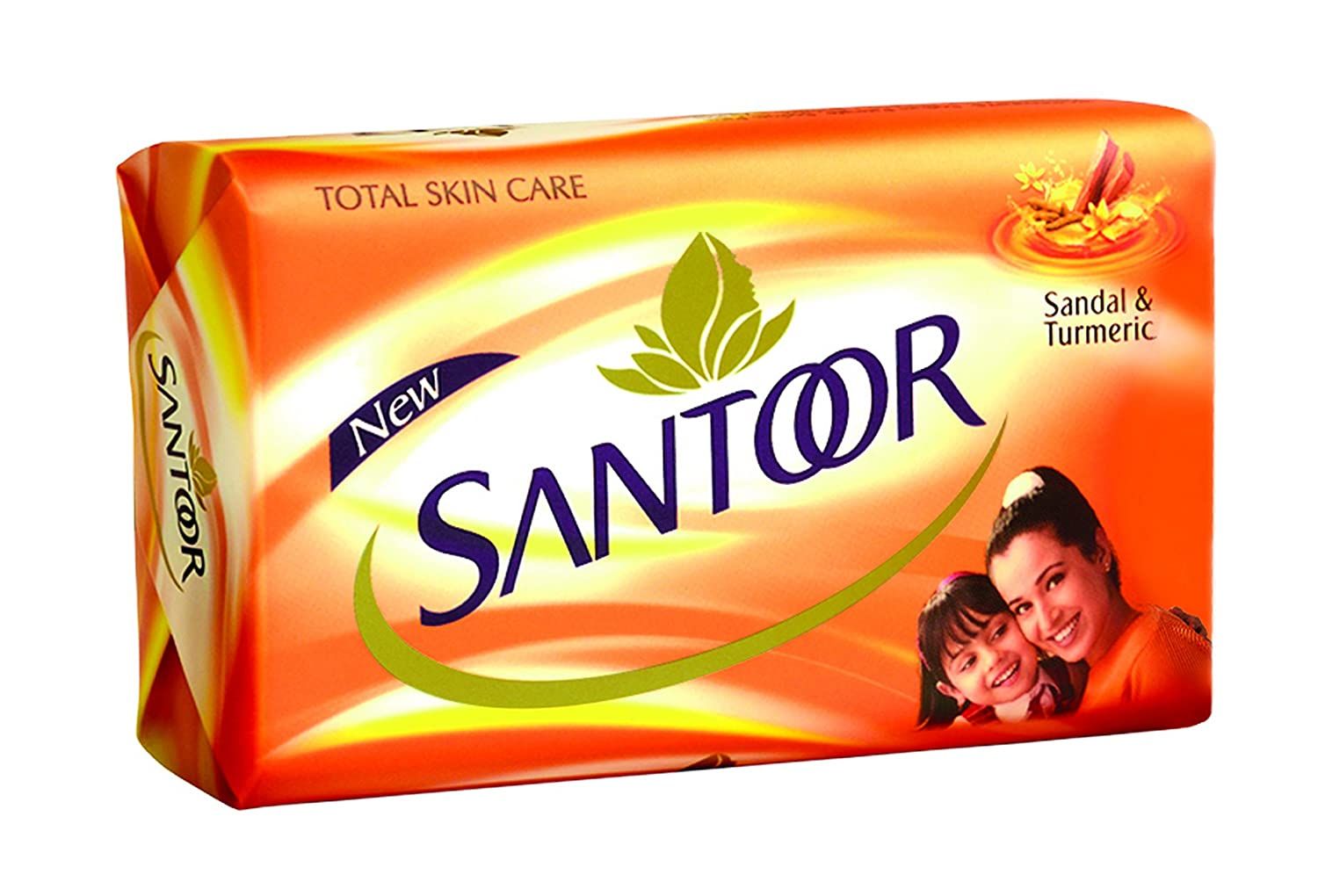Santoor Orange Soap - Sandal & Turmeric, 100g