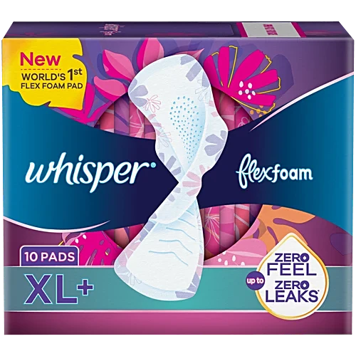 Whisper Flexfoam Sanitary Pads - XL+, 10pc