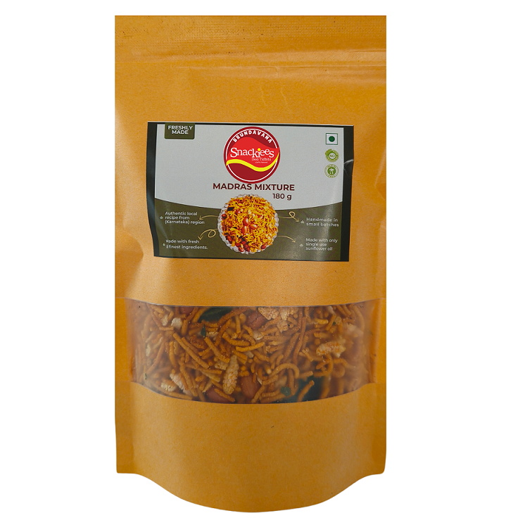 Brundavana Snackiees Namkeen - Madras Mixture, 180g