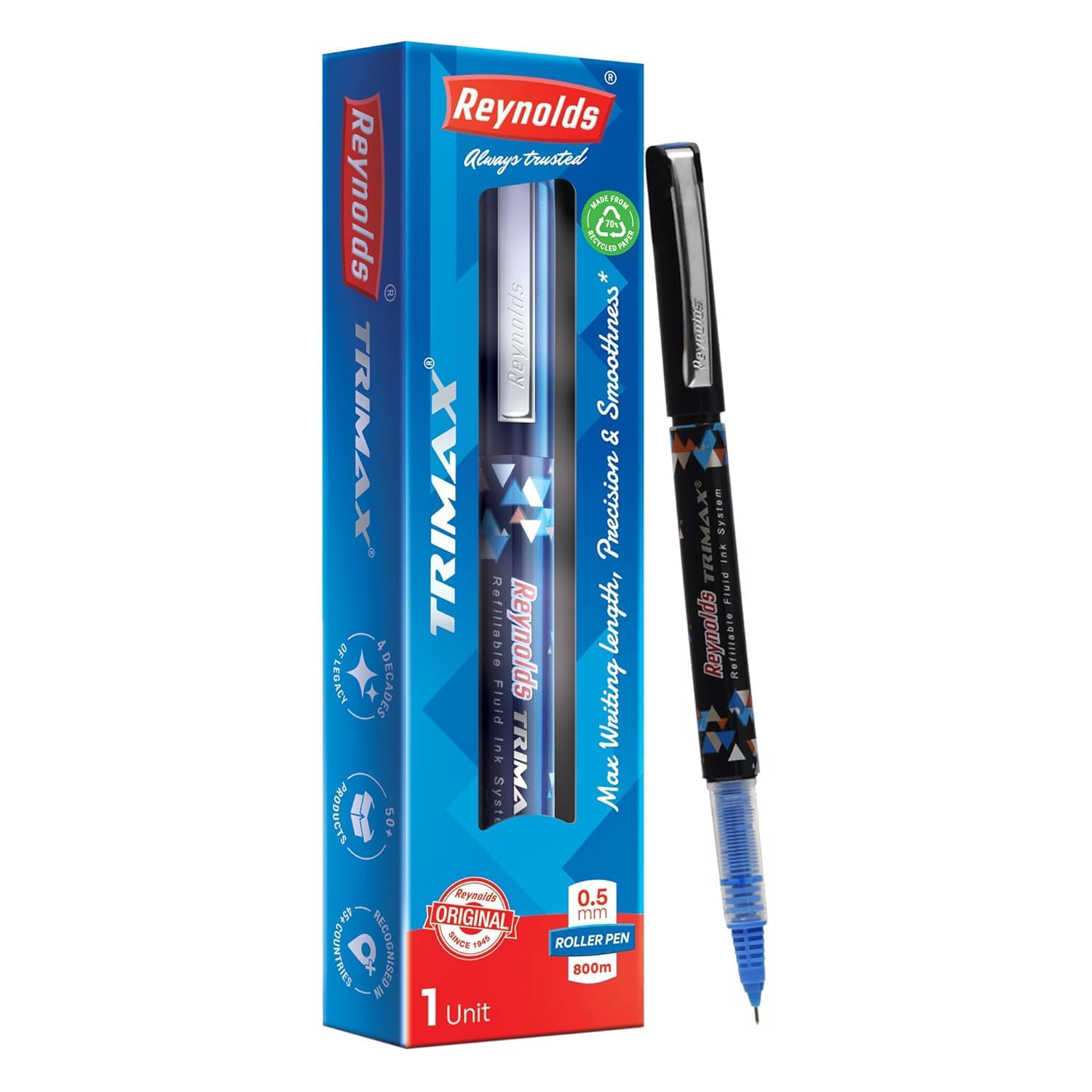 Reynolds Trimax Roller Ball Pen - Blue, 1pc