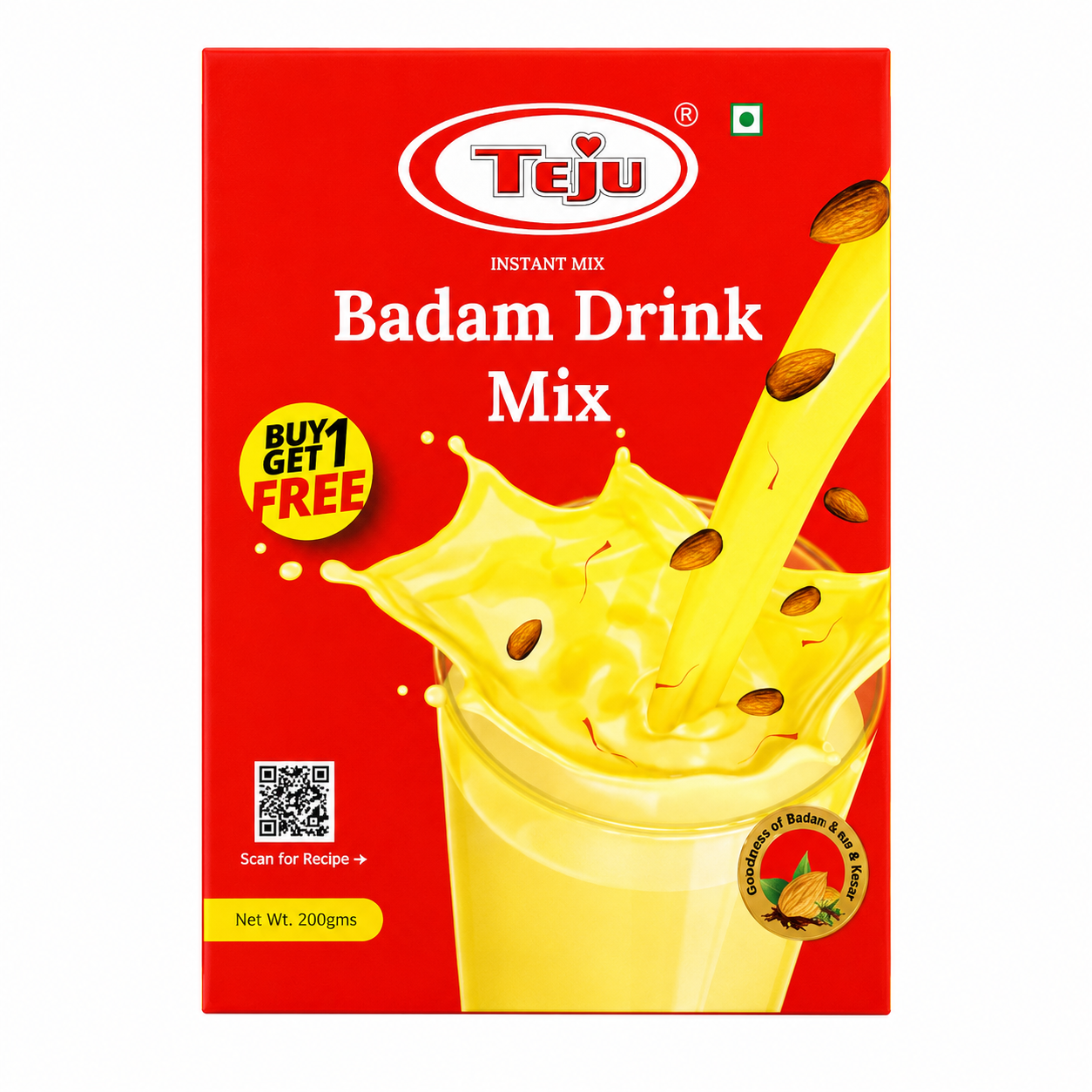 Teju Badam Drink Mix Carton, 200g (Buy 1 Get 1 Free)