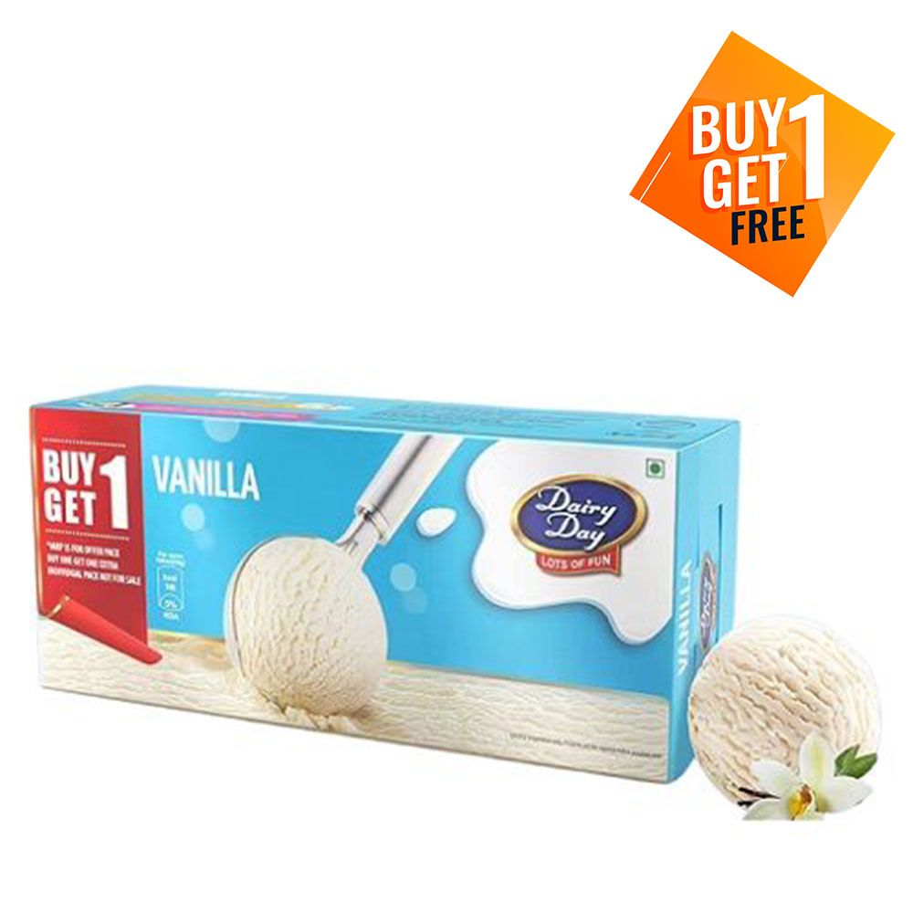 Dairy Day Ice Cream Carton - Vanilla, 700ml (Buy 1 Get 1 Free)