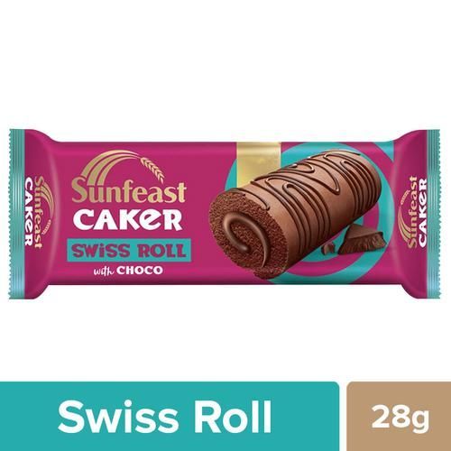 Sunfeast (Rs.10) Caker Swiss Roll Cake - Chocolate, 28g