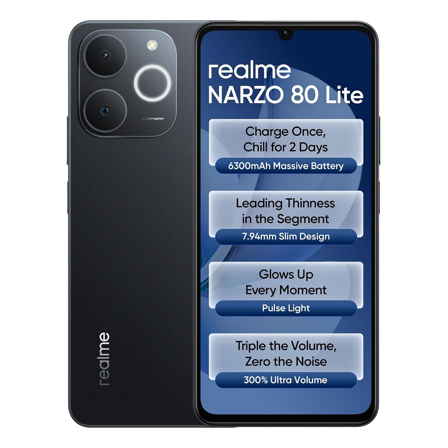 Realme NARZO | 80 Lite | 4G Smartphone (4GB RAM, 64GB ROM, Obsidian Black 2026)