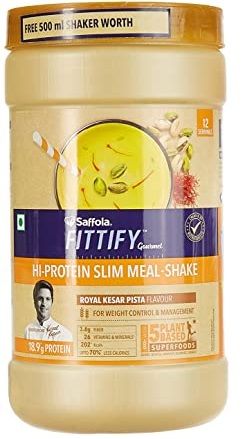 Saffola Fittify Gourmet Hi-Protein Slim Meal Shake - Kesar Pista, 420g