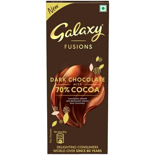 Galaxy Fusions Silky Smooth Dark Chocolate Bar, Made with 70% Cocoa, 56g