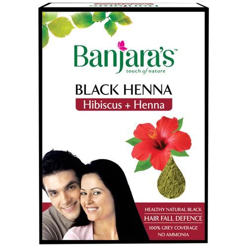 Banjaras Black Henna with Hibiscus Pouch, 20g