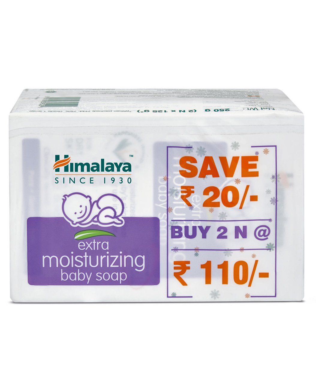 Himalaya Extra Moisturizing Baby Soap - Milk, Olive & Aloe Vera, 125g (Set of 2)