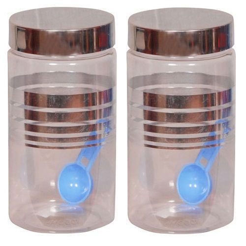 Laplast Plastic Pet Jar Assorted - Transparent, 700ml (Set of 2)