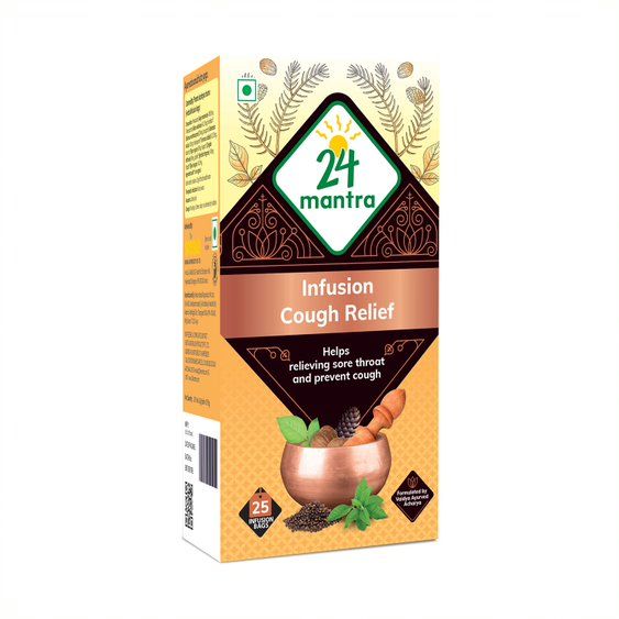 24 Mantra Organic Ayurvedic Infusion - Cough Relief, 25 Bags