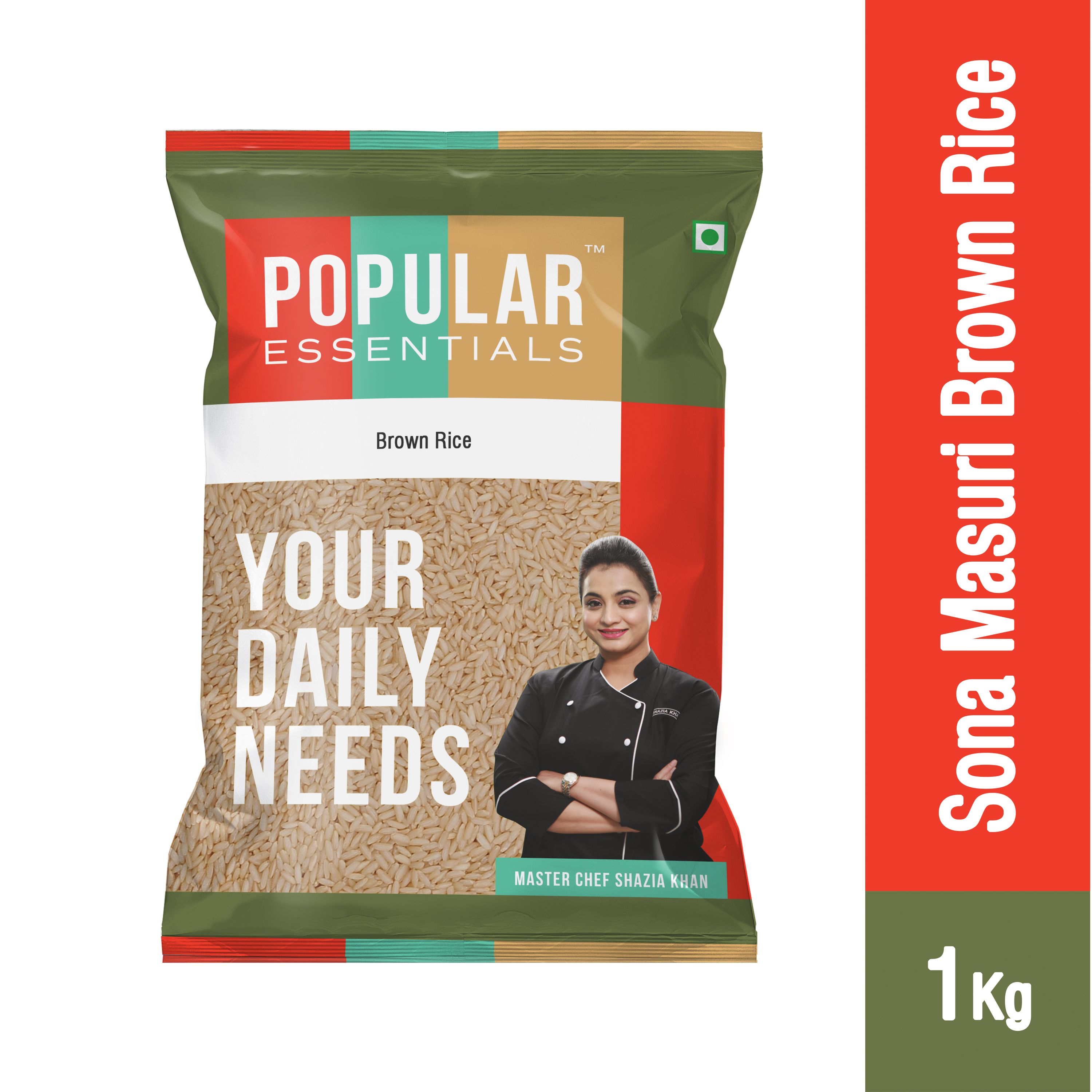 Popular Essentials Brown Rice - Sona Masuri, 1kg