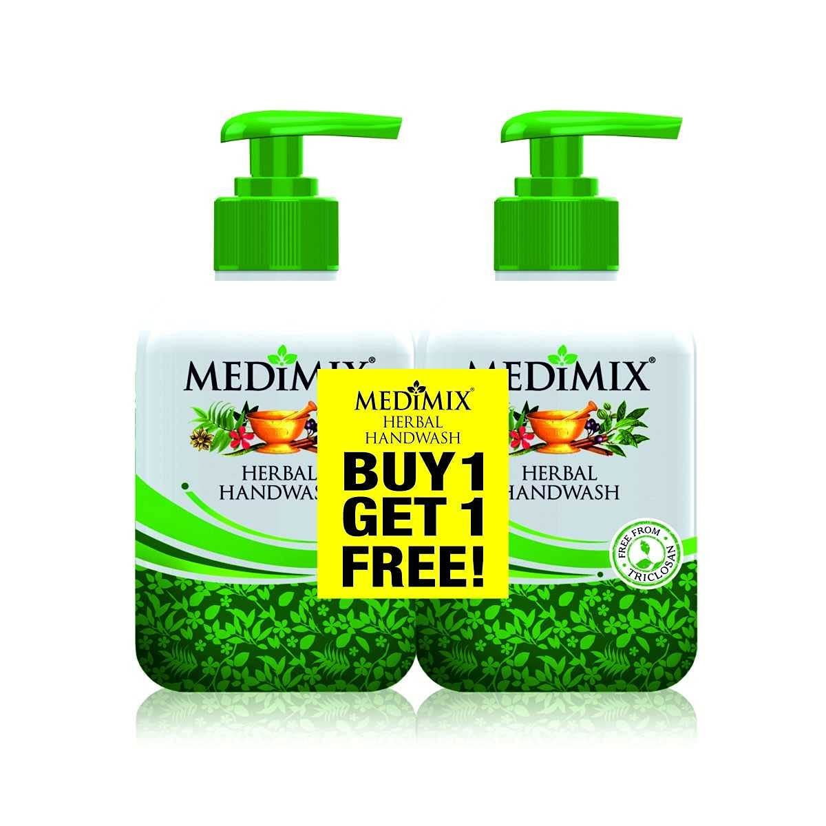 Medimix Hand Wash Pump - Herbal, 250ml (Buy 1 Get 1 Free)