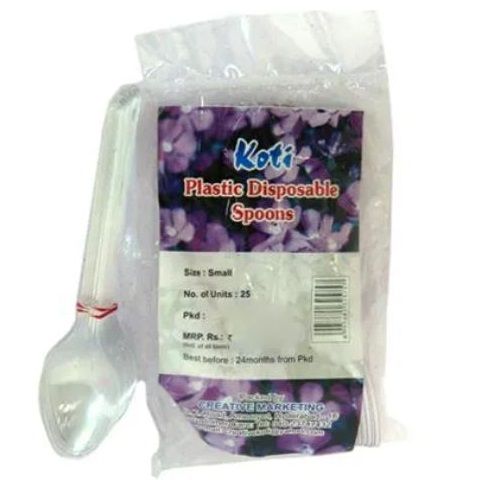 Koti Disposable Plastic Spoon - Small, 25pc