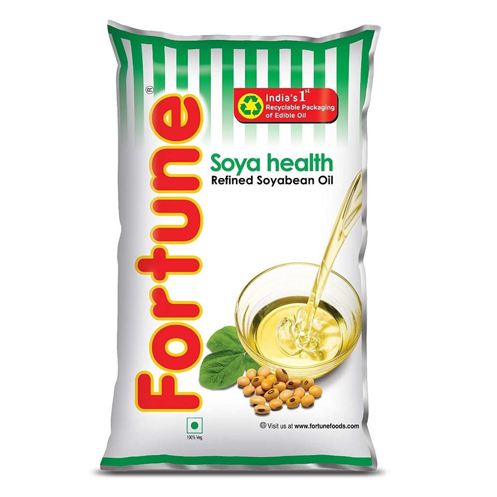 Fortune Soya Health Refined Soyabean Oil Pouch, 750g