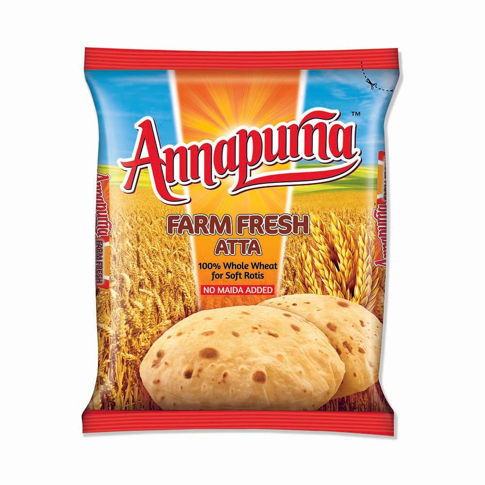 Annapurna Farm Fresh Whole Wheat Atta Pouch, 5kg