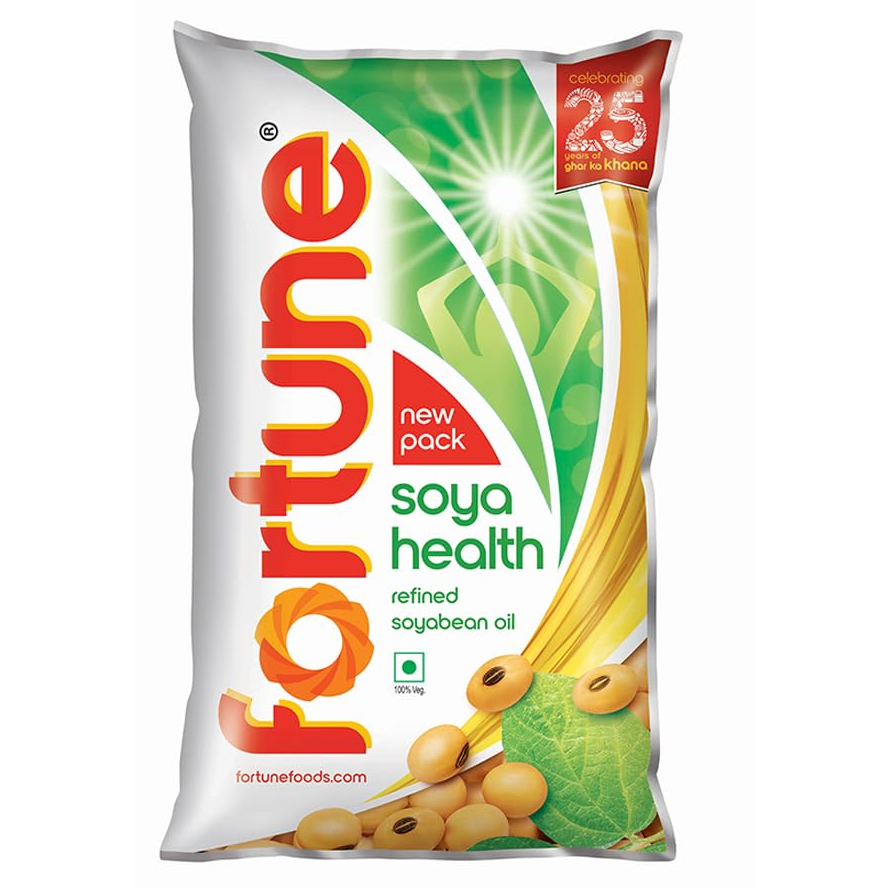 Fortune Soya Health Refined Soyabean Oil Pouch, 750g
