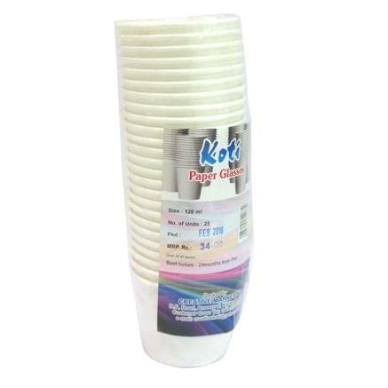 Koti Disposable Paper Glass, 120ml (100pc)
