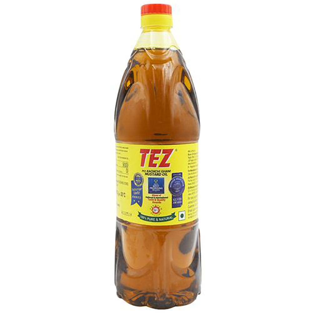 Tez Kachchi Ghani Mustard Oil PET Bottle, 1L