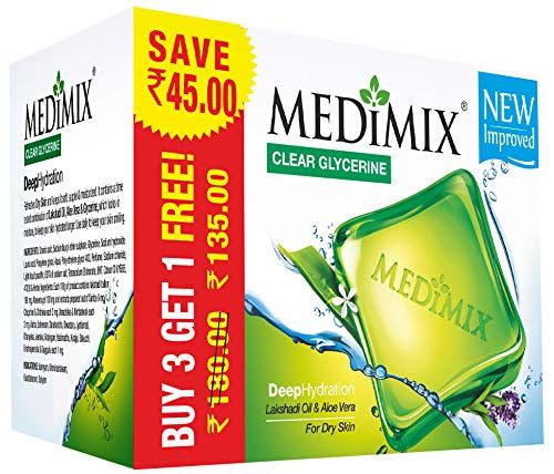 Medimix Clear Glycerine Soap - Deep Hydration, 100g (Buy 3 Get 1 Free)