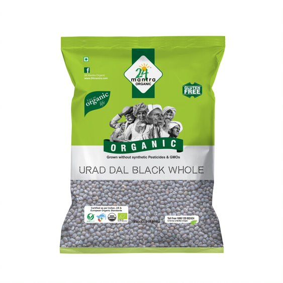 24 Mantra Organic Black Urad Whole, 500g